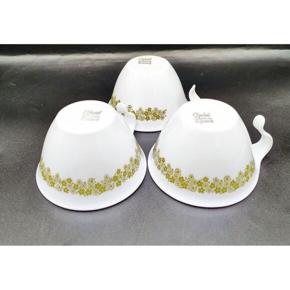 Coffee Cups Spring Blossom Green Crazy Daisy Corning Ware Vintage Lot of 3 - Picture 13 of 16